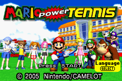 Mario Power Tennis title screen for GameBoy Advance